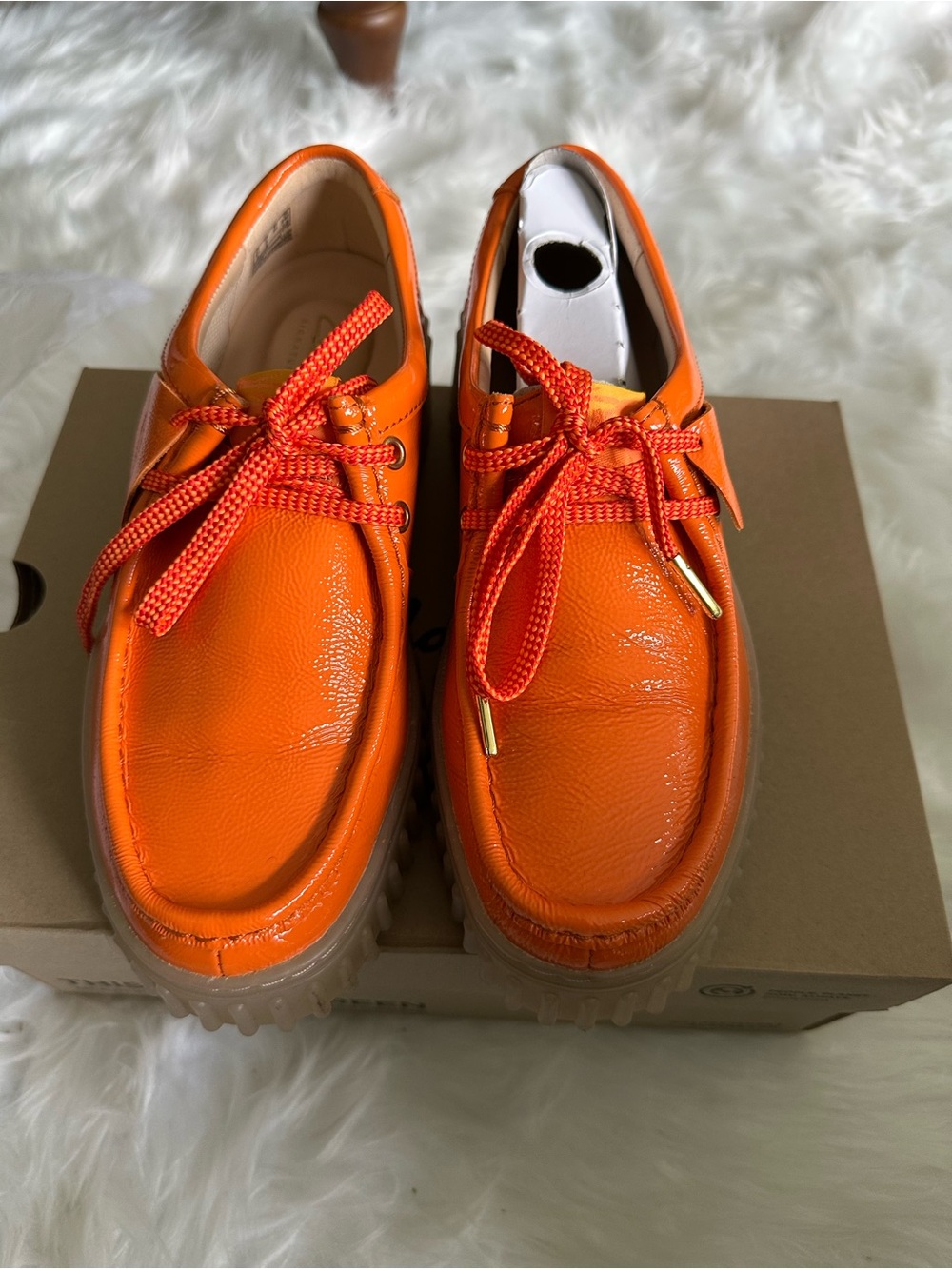 Women’s Clark Orange Leather Casual Lace-Up Shoes